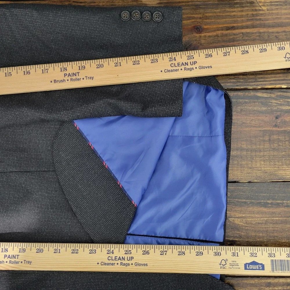 Chaps Men's Sport Coat Blazer Two Button Charcoal‎ Black Poly Blend Size 44R